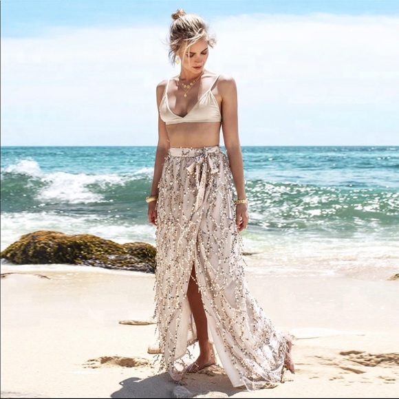 Dresses & Skirts - NEW* Sequin boho high waist side slit maxi skirt